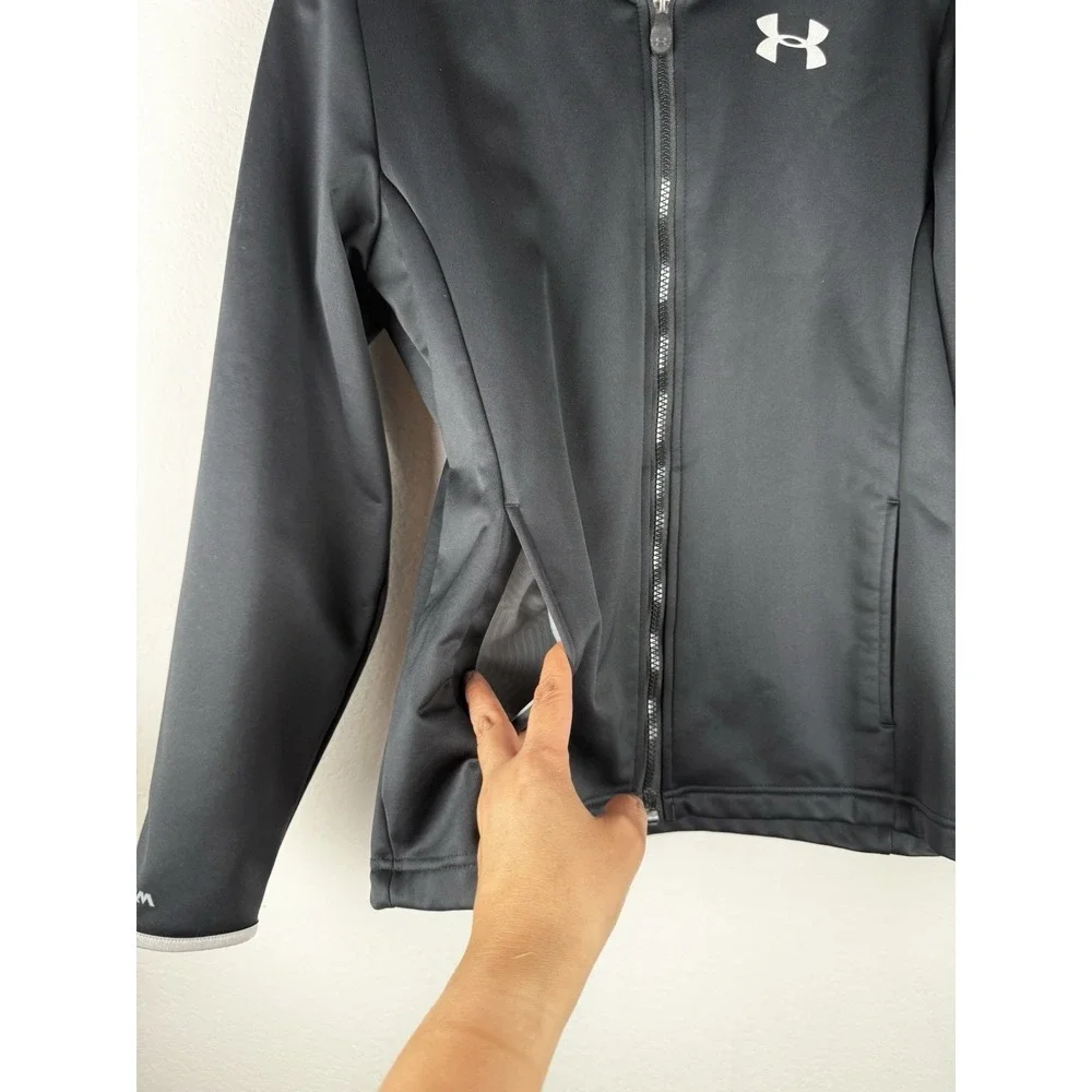 Under Armour Storm Cold Gear Infrared YXL Hooded Fleece Jacket Zip Black Swacket